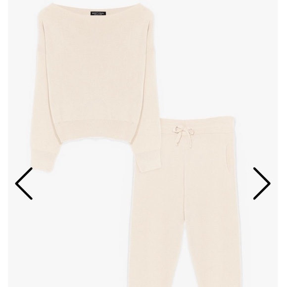 🆕 Nasty Gal Cream Knitted Lounge Set